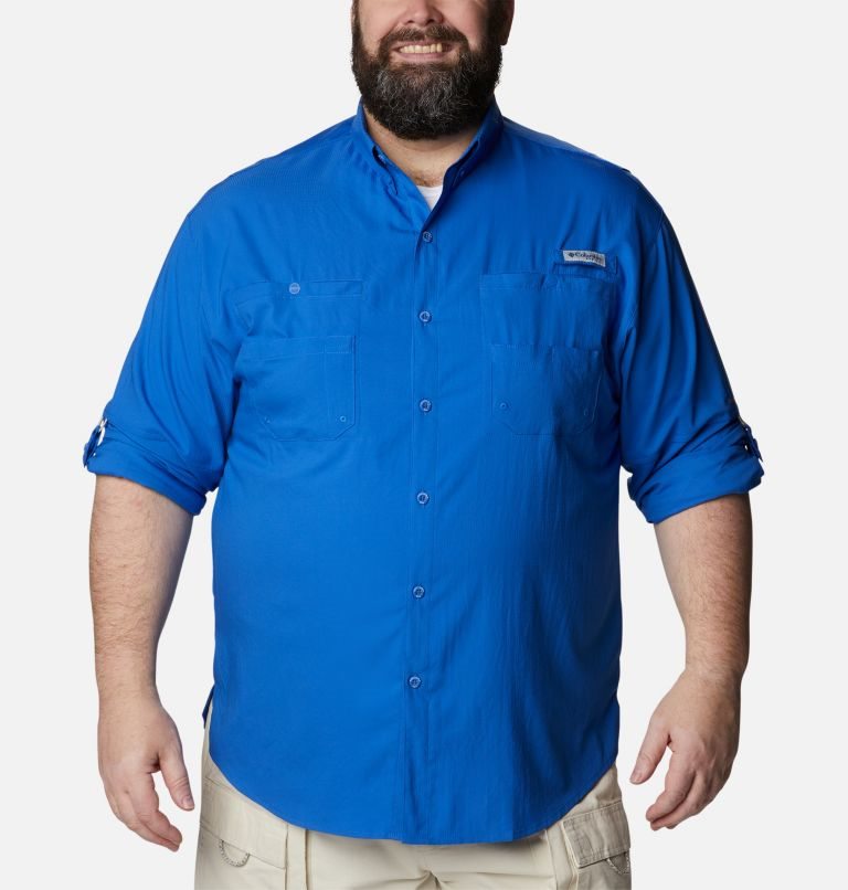 Men's Columbia PFG Tamiami II Long Sleeve Shirts Blue | Plus Size CA-R5C4A